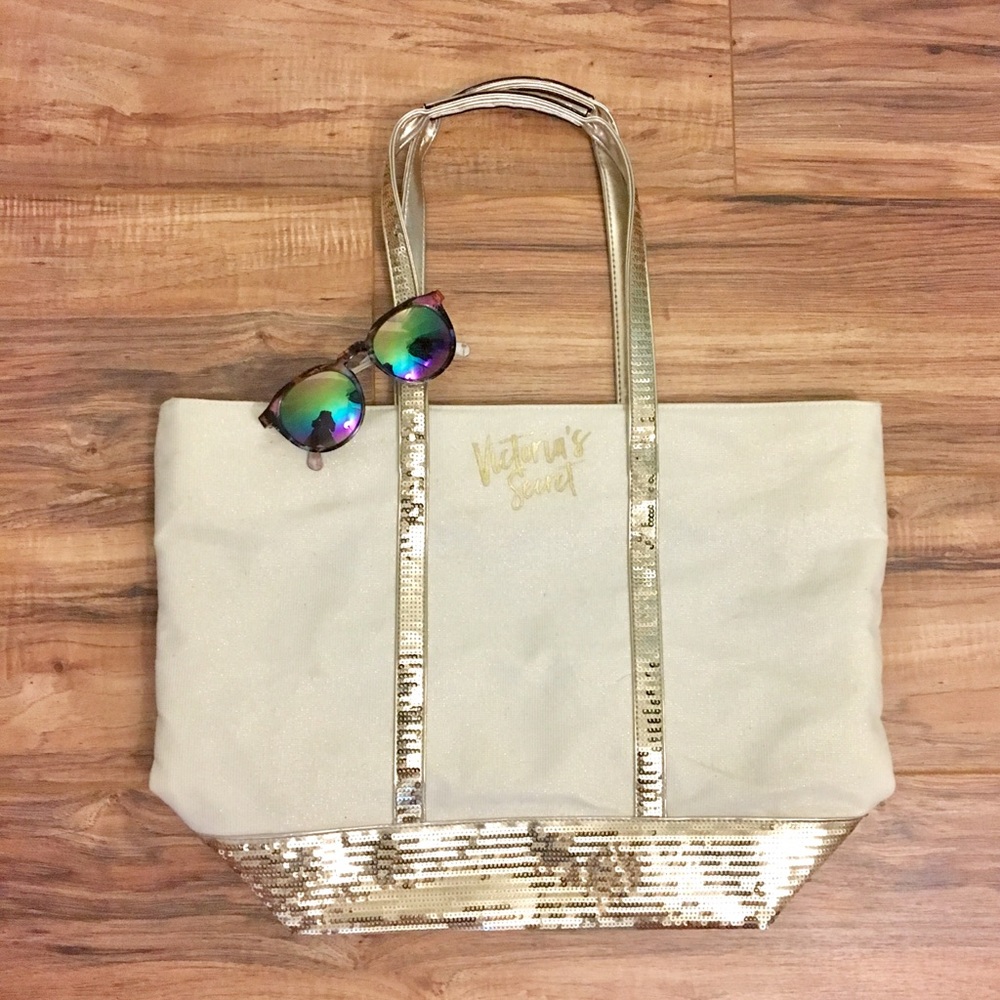 Gold sequin Victoria Secret tote